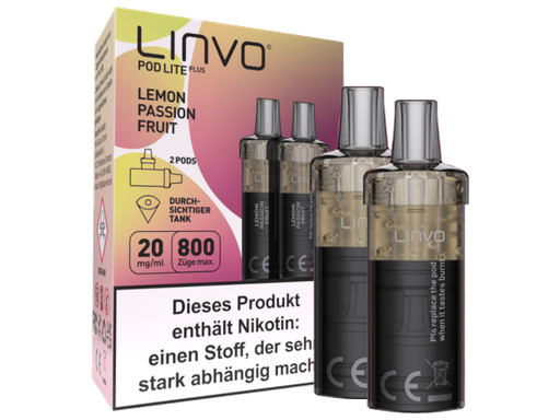 [LBEWPLP20-LP] Linvo - Pod Lite Plus Cartridge Lemon Passionfruit 20 mg/ml (2 Stück pro Packung)