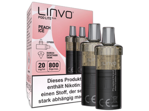 [LBEWPLP20-PI] Linvo - Pod Lite Plus Cartridge Peach Ice 20 mg/ml (2 Stück pro Packung)