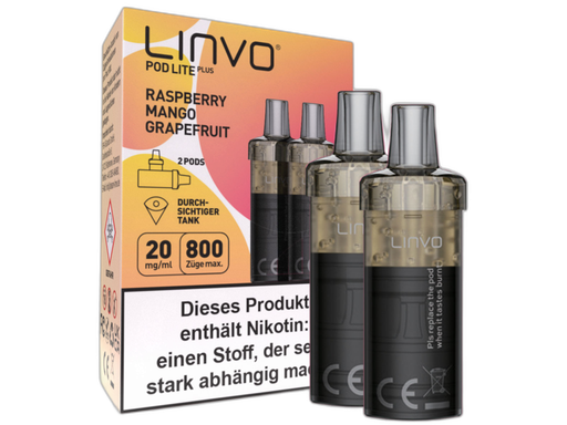 [LBEWPLP20-RM] Linvo - Pod Lite Plus Cartridge Raspberry Mango Grapefruit 20 mg/ml (2 Stück pro Packung)