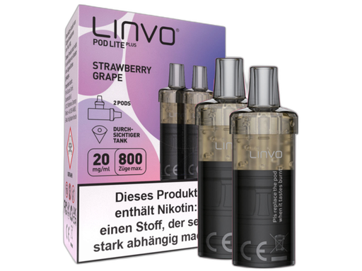 [LBEWPLP20-SG] Linvo - Pod Lite Plus Cartridge Strawberry Grape 20 mg/ml (2 Stück pro Packung)