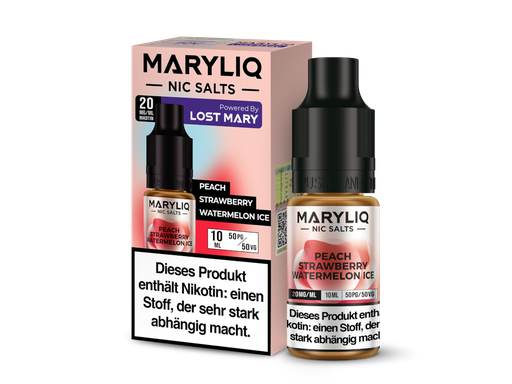 [MLNSL10PS-20-H] MARYLIQ - Peach Strawberry Watermelon Ice - Nikotinsalz Liquid 20 mg/ml 10er Packung