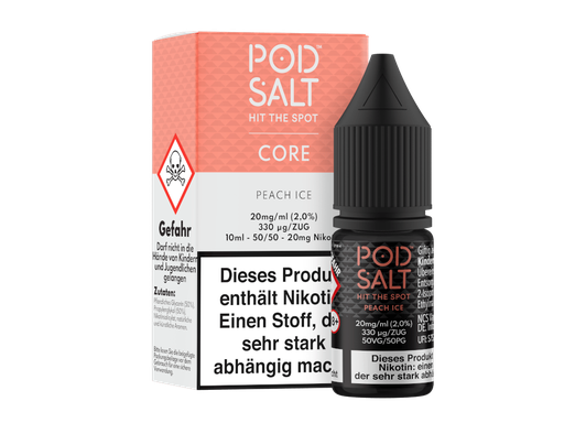 [PTNSL10CP-20-K] Pod Salt Core - Peach Ice - Nikotinsalz Liquid 20 mg/ml 100er Packung