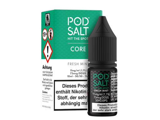 [PTNSL10FM-11-H] Pod Salt Core - Fresh Mint - Nikotinsalz Liquid 11 mg/ml 5er Packung