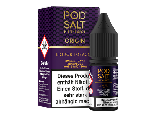 [PTNSL10OL-20-H] Pod Salt Origin - Liquor Tobacco - Nikotinsalz Liquid 20 mg/ml 5er Packung