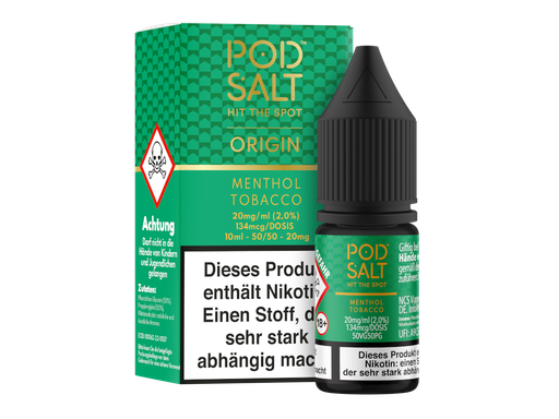 [PTNSL10OM-20-K] Pod Salt Origin - Menthol Tobacco - Nikotinsalz Liquid 20 mg/ml 100er Packung