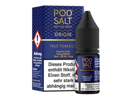 [PTNSL10OT-11-H] Pod Salt Origin - True Tobacco - Nikotinsalz Liquid 11 mg/ml 5er Packung