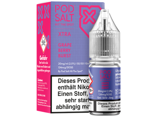 [PTNSL10XGB-20-H] Pod Salt X - Grape Berry Burst - Nikotinsalz Liquid 20 mg/ml 5er Packung