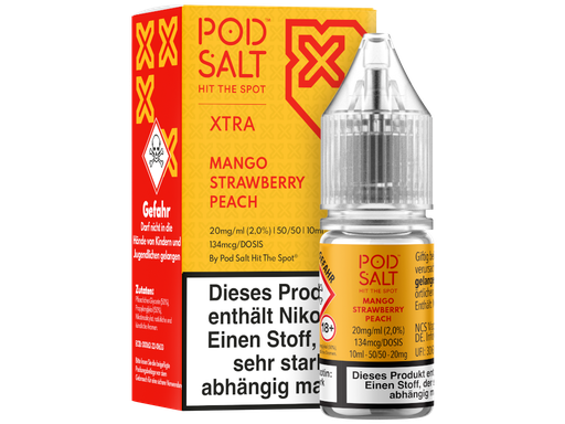 [PTNSL10XMS-20-H] Pod Salt X - Mango Strawberry Peach - Nikotinsalz Liquid 20 mg/ml 5er Packung