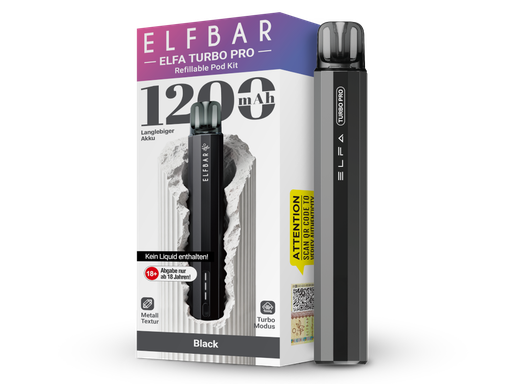 [EB100ETR-11-H] Elfbar - Elfa Turbo Pro E-Zigaretten Set Black 10er Packung