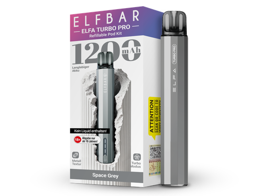 [EB100ETR-12-H] Elfbar - Elfa Turbo Pro E-Zigaretten Set Space Grey 10er Packung