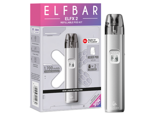 [EB100EX2-10-K] Elfbar - Elfx 2 E-Zigaretten Set Titanium Silver 100er Packung