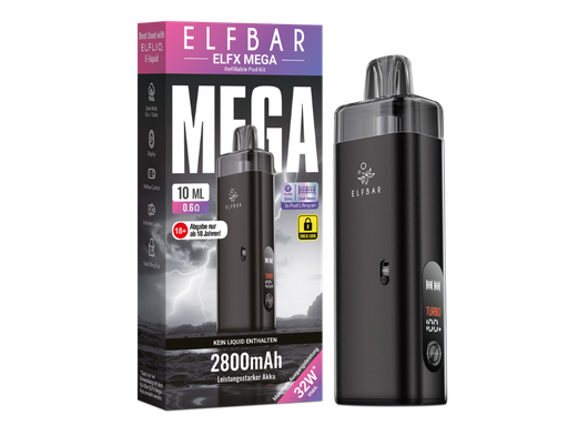 [EB100EXM-10-K] Elfbar - Elfx Mega E-Zigaretten Set Black 100er Packung