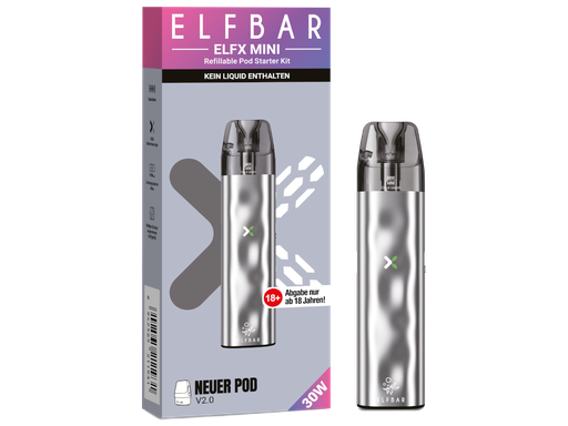 [EB100EXN-10] Elfbar - Elfx Mini E-Zigaretten Set Silver