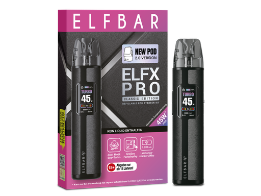[EB100EXRC-10-K] Elfbar - Elfx Pro Classic Edition E-Zigaretten Set Black 100er Packung