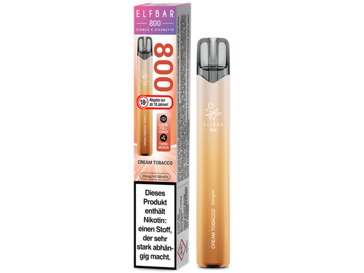 [EBEWE820-CT-K] Elfbar 800 Einweg E-Zigarette - Cream Tobacco 20 mg/ml 400er Packung