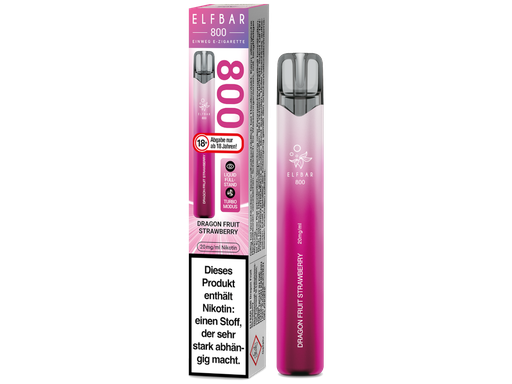 [EBEWE820-DS-K] Elfbar 800 Einweg E-Zigarette - Dragon Fruit Strawberry 20 mg/ml 400er Packung