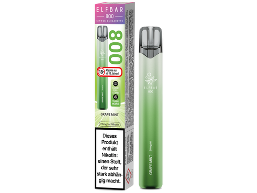 [EBEWE820-GM-K] Elfbar 800 Einweg E-Zigarette - Grape Mint 20 mg/ml 400er Packung