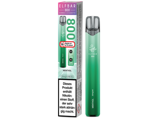 [EBEWE820-MT-H] Elfbar 800 Einweg E-Zigarette - Menthol 20 mg/ml 10er Packung