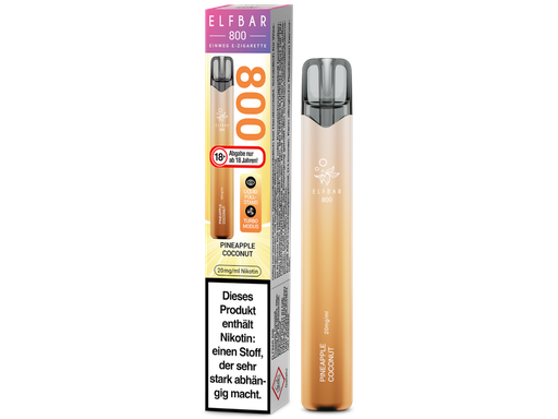 [EBEWE820-PC-H] Elfbar 800 Einweg E-Zigarette - Pineapple Coconut 20 mg/ml 10er Packung