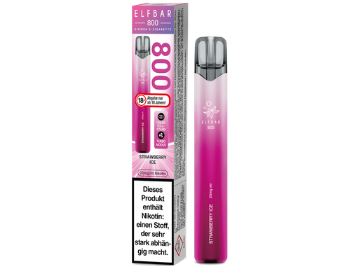 [EBEWE820-SI] Elfbar 800 Einweg E-Zigarette - Strawberry Ice 20 mg/ml