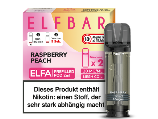 [EBEWEP-103-H] Elfbar - Elfa Pod Raspberry Peach 20 mg/ml (2 Stück pro Packung) 10er Packung