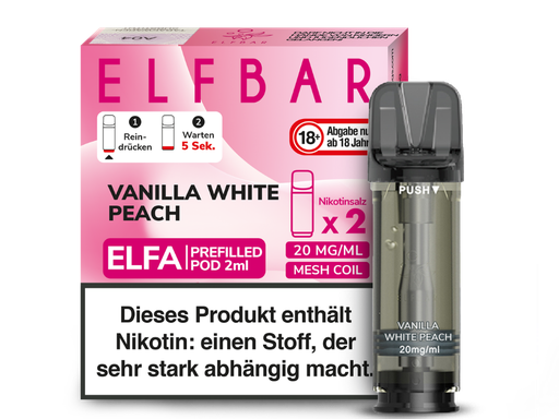 [EBEWEP-104-K] Elfbar - Elfa Pod Vanilla White Peach 20 mg/ml (2 Stück pro Packung) 400er Packung