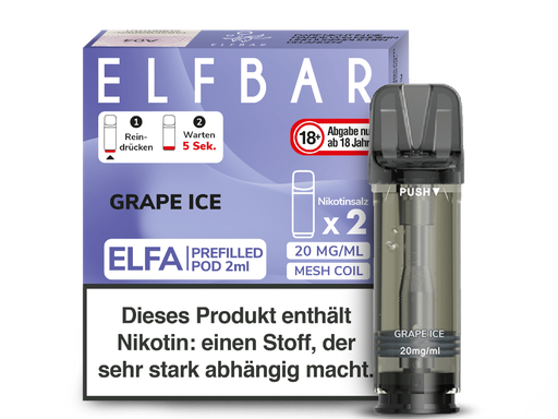 [EBEWEP-53-K] Elfbar - Elfa Pod Grape Ice 20 mg/ml (2 Stück pro Packung) 400er Packung